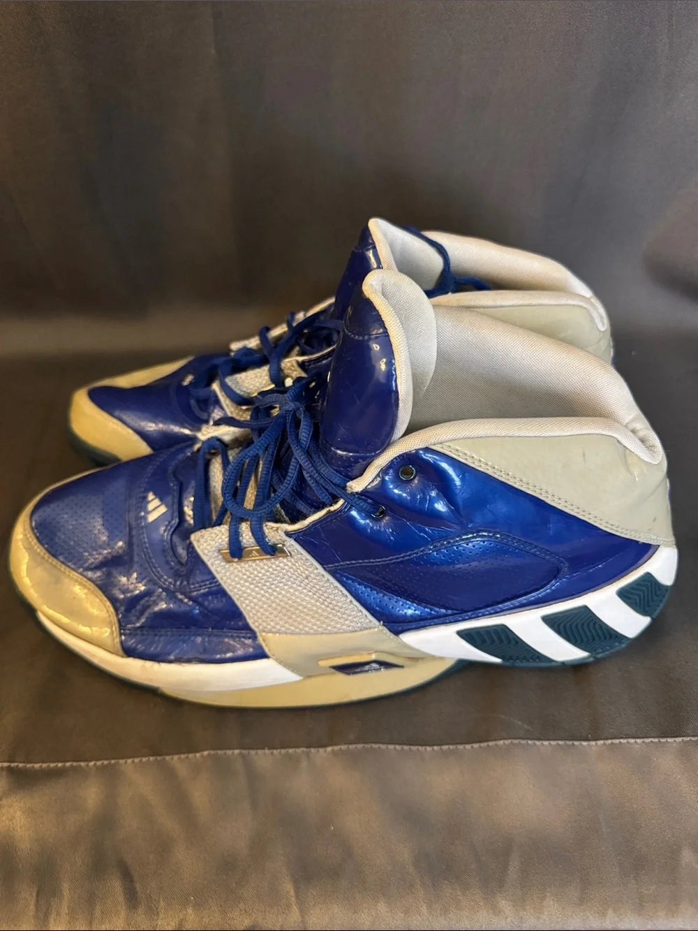 Vintage Adidas Formotion Blue and Grey High-Top Athletic Sneakers